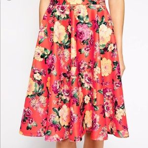 ASOS floral print circle skirt in scuba material